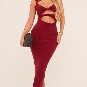 Edgy Burgundy Maxi Dress